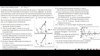 Exercice pendule simple 2bacoscillation sans frottement et avec frottements dynamique énergétique [upl. by Sapphera]