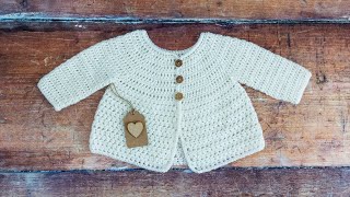 Crochet Baby Cardigan Pattern Part ONE of this EASY Step by Step Tutorial [upl. by Trstram]