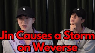 Jin Causes a Storm on WeverseHeartwarming Livestream Leaves ARMY Thrilled bts Jin btsnews kpop [upl. by Shermy580]