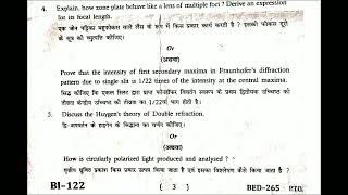 MGSU Bsc Bed 2nd year physics paper 3optics and lasers 2024 [upl. by Leahcimal]