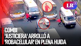 Combi EMBISTIÓ a DELINCUENTE en plena HUIDA tras ROBAR CELULAR de BUS en Santa Anita  LR [upl. by Debbra]