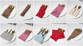 10 POCKET DESIGN NAPKIN FOLDING SILVERWARE [upl. by Hamel451]