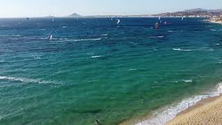 Watersports action at Mikri Vigla Bay on Naxos island  A must visit place for kitesurf enthusiasts [upl. by Stillmann]