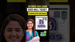 NIOS Hall Ticket 2024  Nios October Exam Admit Card [upl. by Herrington]