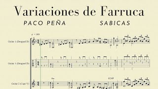 Score video of quotVariaciones de Farruca – Sabicas amp Escuderoquot as played by Paco Peña [upl. by Oeniri]