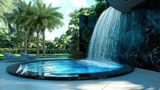 Tropical Resort Bliss🌴ASMR Majestic Waterfall Birdsong amp Natures Harmony for Ultimate Relaxation [upl. by Enitsyrk]