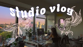 STUDIO VLOG a LOT of tattoos shop prep painting 🌸 [upl. by Anikat545]