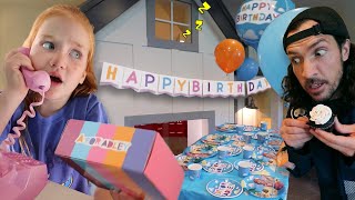 ADLEY plans a BiRTHDAY PARTY Delivery Dad has new surprises for YOU bday merch and tumbling mat [upl. by Targett]