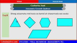 Xisaab Fasalka 8aad Cutubka 7aad Casharka 3aad Astaamaha Geesooleyaasha Qaabsan [upl. by Revolc]