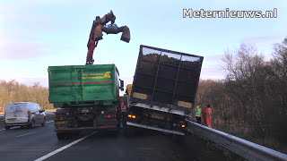 Vrachtwagen met bieten van de A28 bij Vries [upl. by Ayo]