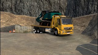 VM NA GUINCHO PLATAFORMA LEVANDO RETROESCAVADEIRA MINERADORA ETS 2 [upl. by Ycul]