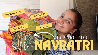 HUGE NAVRATRI SHOPPING HAUL chaniya choli dupattas jewellery kurtis and more [upl. by Hachmann]