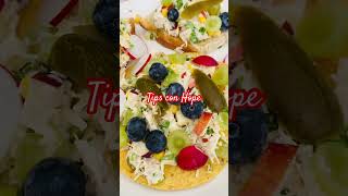 TOSTADAS DE POLLO CON MANZANA  UVAS  melocotón  Arándanos by  Típs con Hope [upl. by Evanne209]