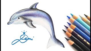 Delfin zeichnen lernen mit Buntstiften💦🐬How to Draw a Dolphin 🐬как се рисува делфин [upl. by Virg]