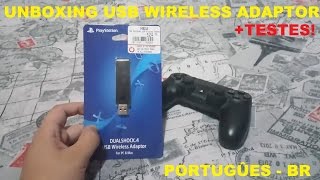 Dualshock 4 USB Wireless Adaptor  Unboxing e Configuração  Portugûes  BR [upl. by Ettigirb]