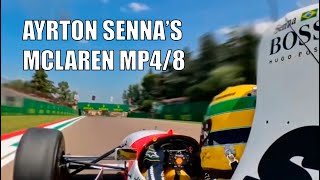 POV A Lap with Sebastian Vettel in Ayrton Sennas Legendary McLaren MP48 at Imola [upl. by Oicneconi870]