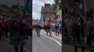 2024 linlithgowmarches morning procession in scotland led by Linlithgow Reed Band shorts [upl. by Betti]