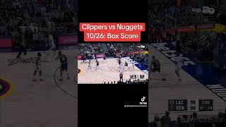 Clippers vs Nuggets 1026 Box Score [upl. by Kyd]