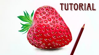 How To Draw Realistic Strawberry  Color Pencil Tutorial [upl. by Lesiram]