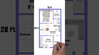 16 x 28 House Plan  16x28 House Design  16x28 Ghar ka Naksha  East houseplans housedesign [upl. by Deck]