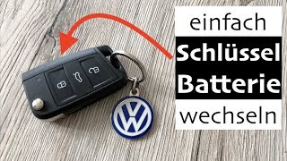 VW Golf 7 Schlüssel Batterie wechseln  so einfach gehts [upl. by Readus]