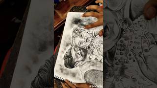 Charcoal drawing portrait step by step 🖤 youtubeshorts charcoaldrawing pencildrawing [upl. by Suirrad]