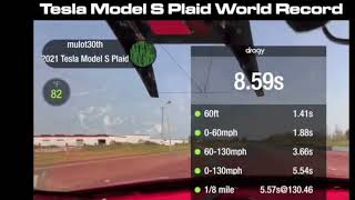 Tesla Model S Plaid Sets New 856Sec Quarter Mile Record [upl. by Andros]