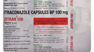 Zitran 100 Capsules in Hindi  Itraconazole 100mg BP zitran 100 tablet uses side effects [upl. by Darbee65]