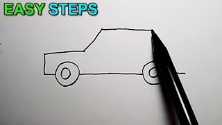 SIMPLEST WAY on How to draw a car  Easy Drawing [upl. by Lowenstein704]