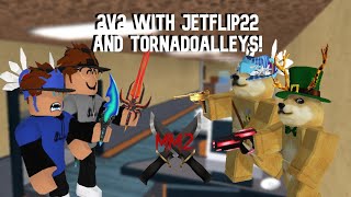 2v2 with tornadoalleys1615 and AnthonyJet22 in Murder Mystery 2 YouTubers VS Top Players [upl. by Zehc]