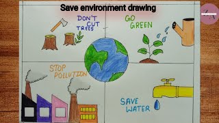 Environment day Drawing  Drawing Of how to Save environment drawing easy zishanshorts12 [upl. by Akemahc]