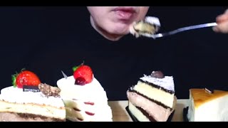 ASMR MUKBANG Cake Slices and Ice Bubble Teas 조각 케이크와 아이스 버블 티 [upl. by Gottlieb]