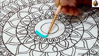 How To Draw Mandala Step By Step Mandala on Canvas Dot Mandala art Jyoshita Ghate [upl. by Duff794]