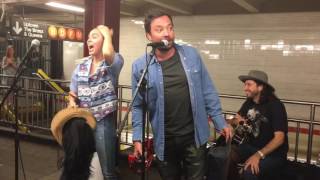 Miley Cyrus and Jimmy Fallon Surprise NYC Subway Performance 061317 [upl. by Nitsreik]