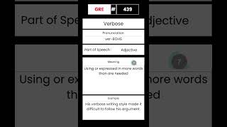 GRE Vocabulary builder for English 439 Word Verbose GRE English Vocabulary Shorts [upl. by Tayib]