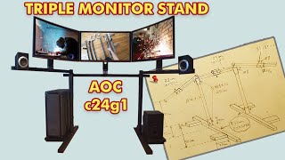 DIY  TRIPLE MONITOR STAND for AOC monitors  SKETCH [upl. by Meikah739]