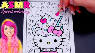 ASMR Speed Coloring Hello Kitty with Prismacolor Pencils ASMR Coloring Sounds amp No Talking [upl. by Yklam]