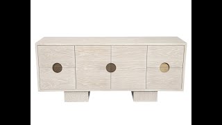 B2102 Carrocel Custom Modern Oak Sideboard Cabinet in Bleached Finish with Brass Accents [upl. by Freedman]