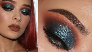 Smokey eye makeup  cyan smokey eyes  tutorial viralvideo makeup shorts ytshorts subscribe [upl. by Bearce965]