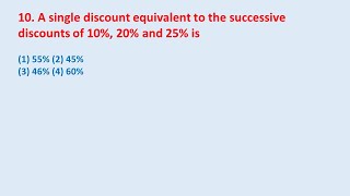 10 A single discount equivalent to the successive discounts of 10 20 and 25 is  edu214 [upl. by Alecram5]