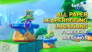 All Paper Leapfrogging Puzzle Locations  Forest of Blessings  Genshin Impact [upl. by Akenahs286]