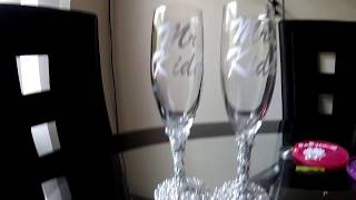 DIY Customized Rhinestone amp Pearl Embellished Wedding Toasting Flutes Champagne Glasses [upl. by Aridan]