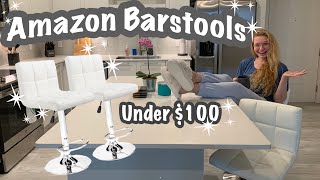 We FINALLY got BAR STOOLS  Amazon Modern Bar Stools Set of 2 Review 2022 [upl. by Kerby933]