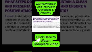 Waiter Interview Questions and Answers  Waitress Interview Questions and Answers [upl. by Desimone395]