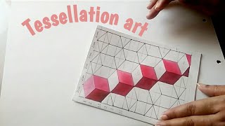 Tessellation art how to make tessellationeasy tessellation drawing geometric tessellationcube [upl. by Geer]