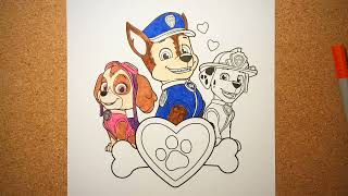 AniaKoloruje Dla Maluchów  How to color PAW PATROL  Jak pokolorować PSI PATROL [upl. by Nywloc290]