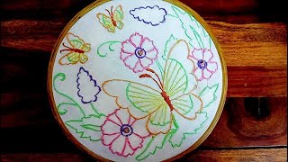 Beautiful butterfly designhand embroidery beginners tutorial [upl. by Bast]