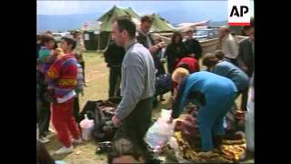 MACEDONIA KOSOVO REFUGEE CRISIS ARRIVALS [upl. by Yra917]