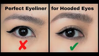 How to PERFECT WINGED EYELINER for Hooded Eyes Beginner Friendly  Soft and Thin Winged Liner [upl. by Gawen]