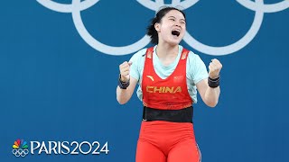 Luo Shifang sets THREE OLYMPIC RECORDS to win 59kg weightlifting gold  Paris Olympics  NBC Sports [upl. by Cerelia75]